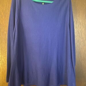 Lauren Ralph Lauren Blue Long Sleeve Boxy Blouse